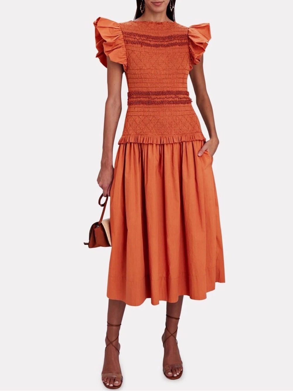 Ulla Johnson Madeline Smocked Midi Dress